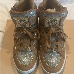 SALE! Michael Kors BrandNew NIB Gold&Silver HigTop Sneakers sz7.5 MAKE AN OFFER!